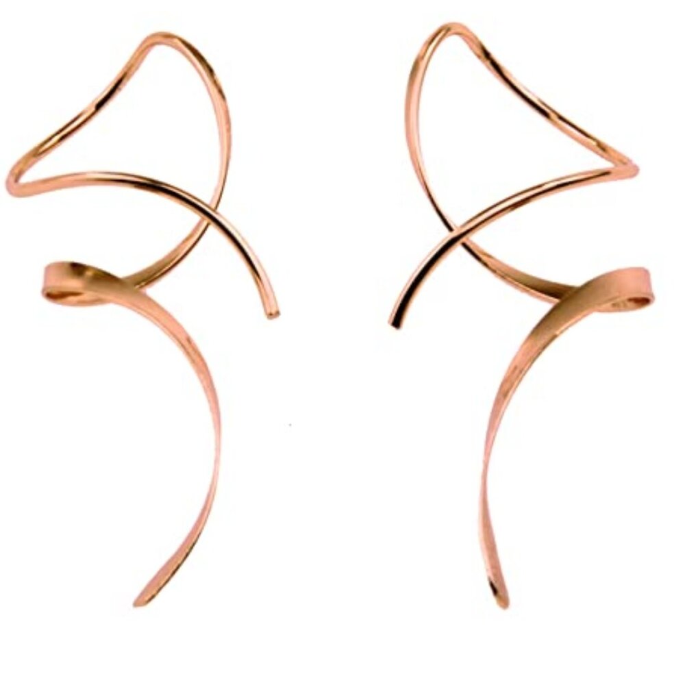 14K Rose Gold Plated Spiral Threader Earrings